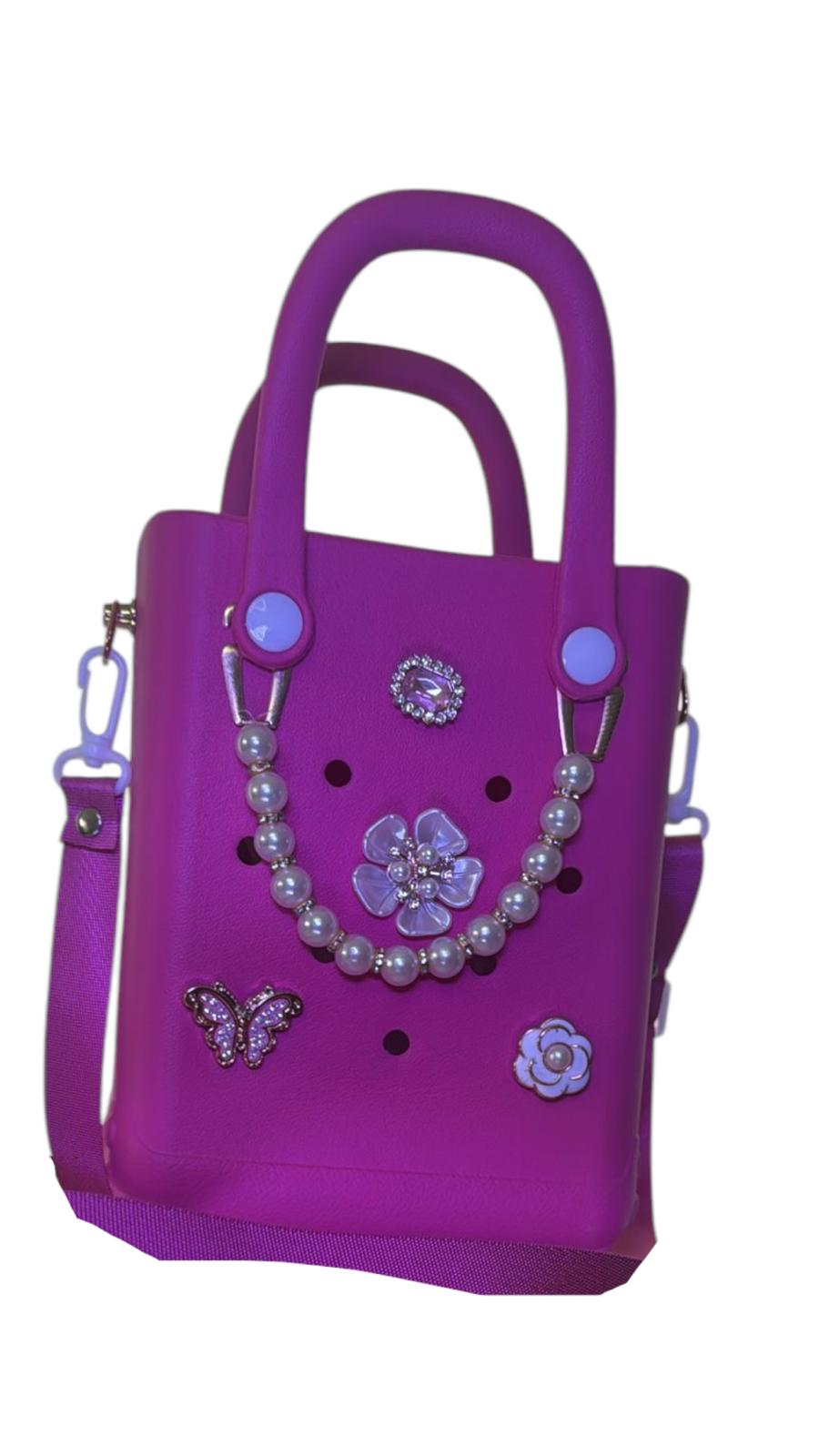 Small Tote Hand Bag/Girls Bag + 10 Free Croc Charms (4 Colours to choose from)