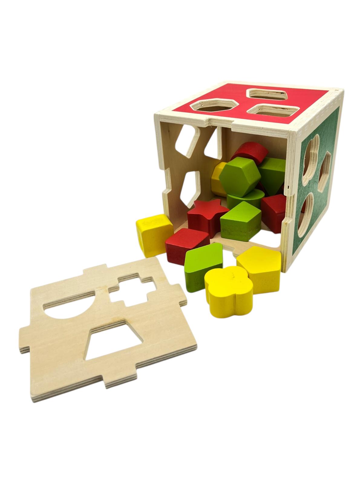 Kids Wooden Shape Block Box Toy For ages 12 Months +