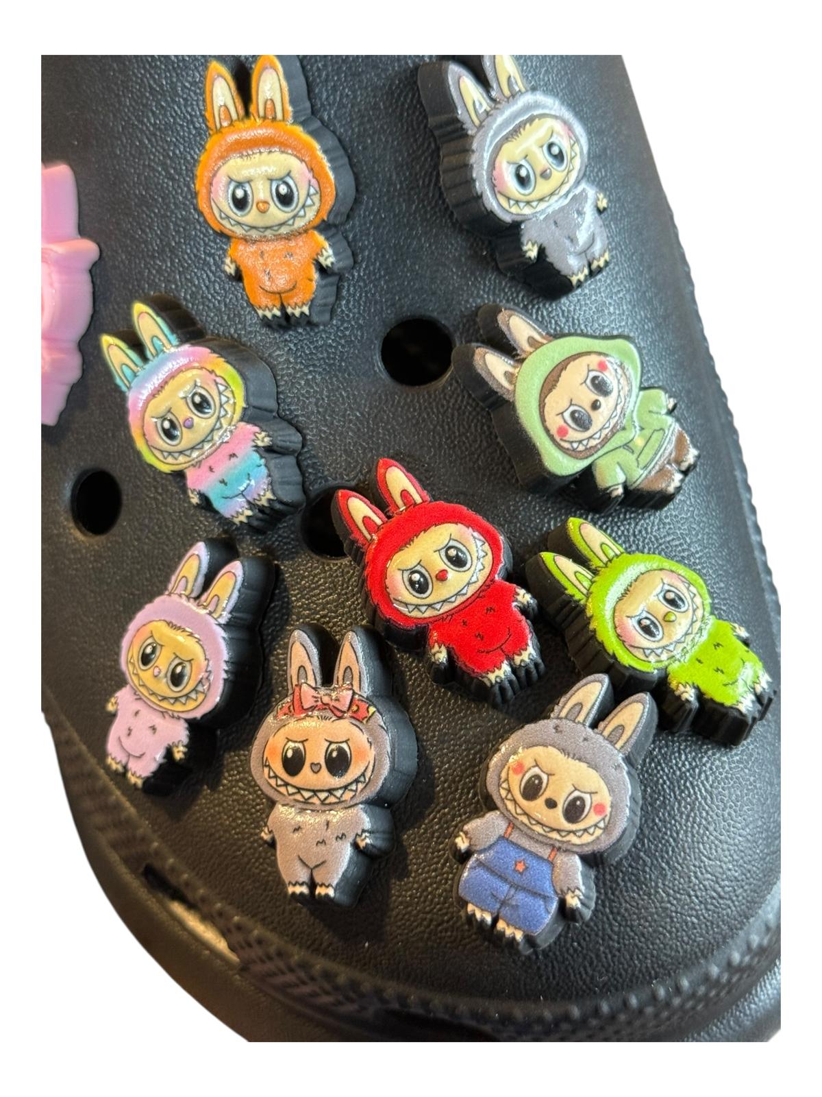 10 Labubu Cute Cartoon Croc Charms. Full Set Labubu Jibbitz. Croc Shoes Charms