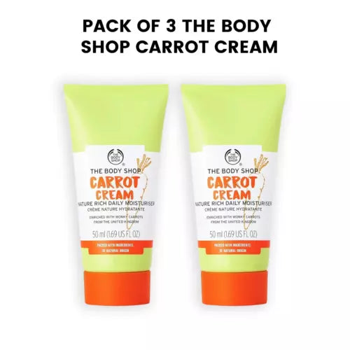 2 x THE BODY SHOP Carrot Cream 50ml Nature Rich Daily Body Moisturizer Skin Care