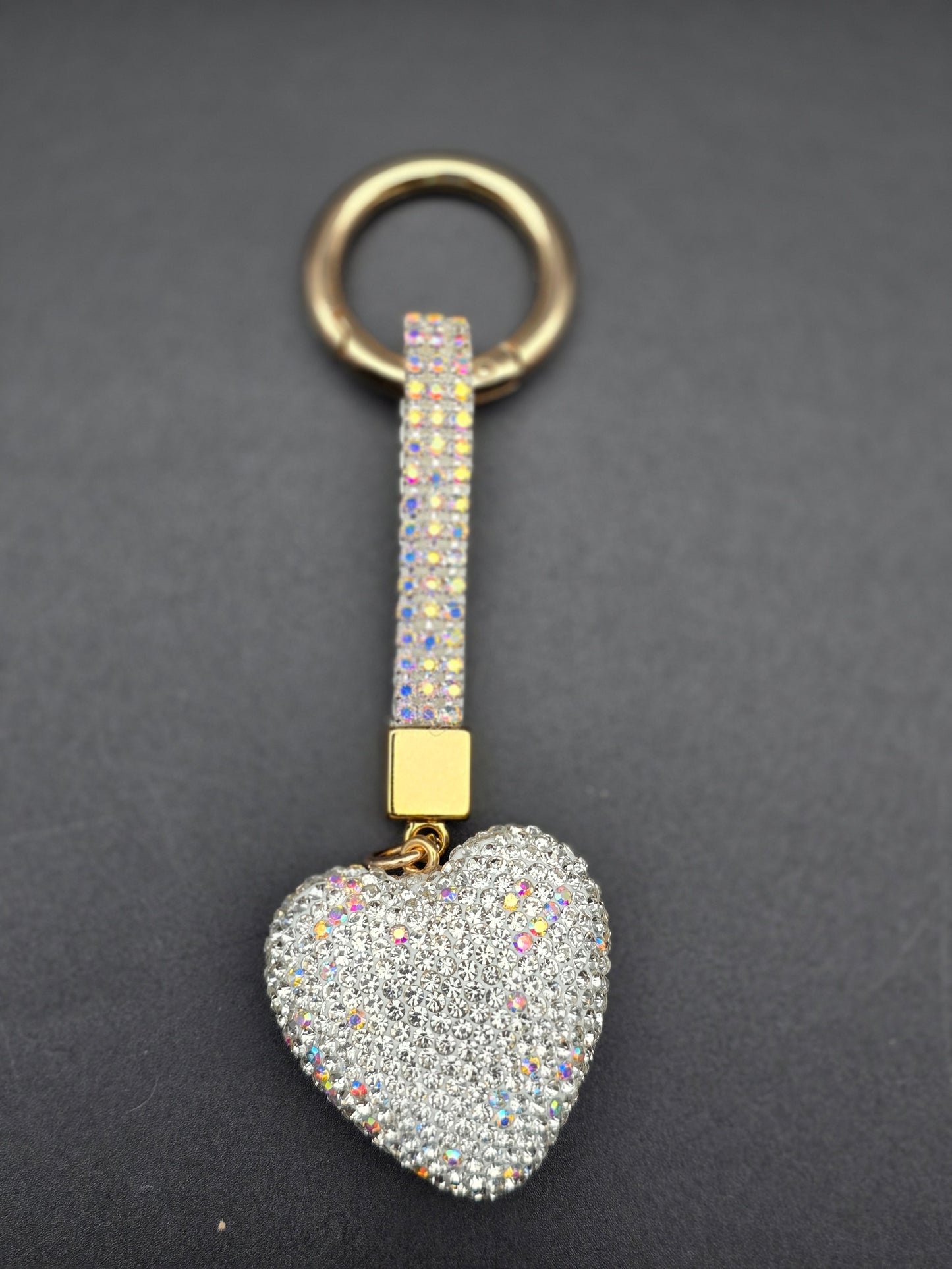 Diamond Heart-Shaped Bling Keyring – Sparkly Crystal Charm in 4 Stunning Colours