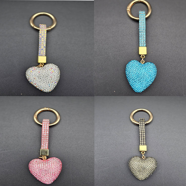 Diamond Heart-Shaped Bling Keyring – Sparkly Crystal Charm in 4 Stunning Colours