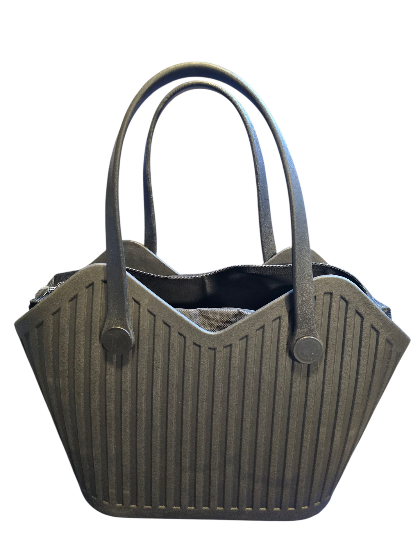 Rubber Ribbed Ladies Bag Black – 40x30x15 cm