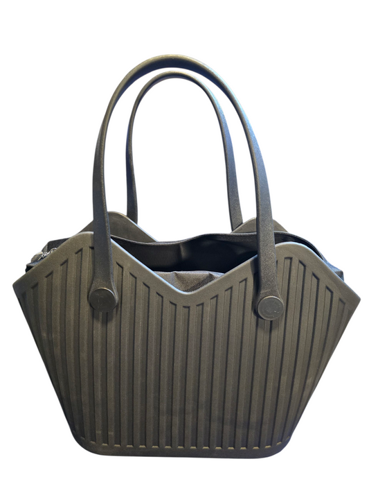 Rubber Ribbed Ladies Bag Black – 40x30x15 cm