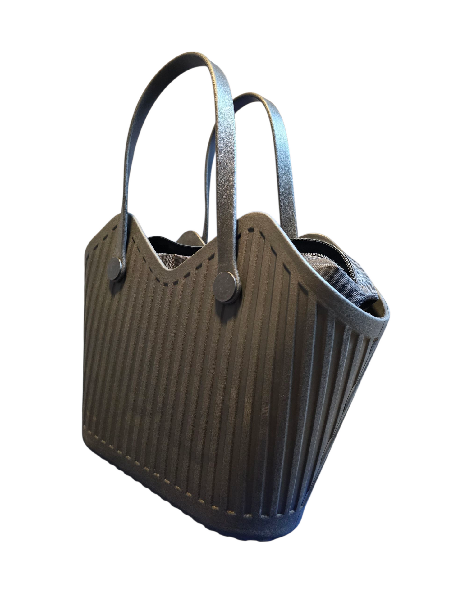 Rubber Ribbed Ladies Bag Black – 40x30x15 cm