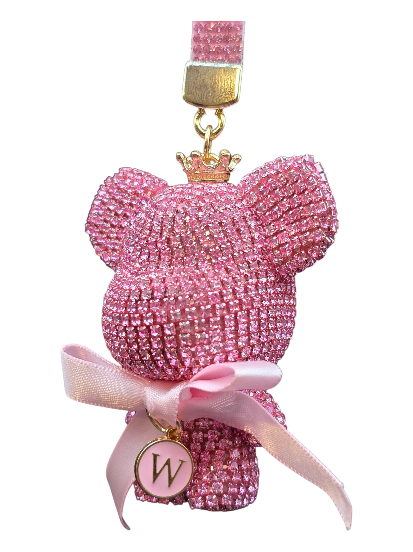 Luxury Rhinestone Bear Keychain, Big Button Pendant, Gift for Women