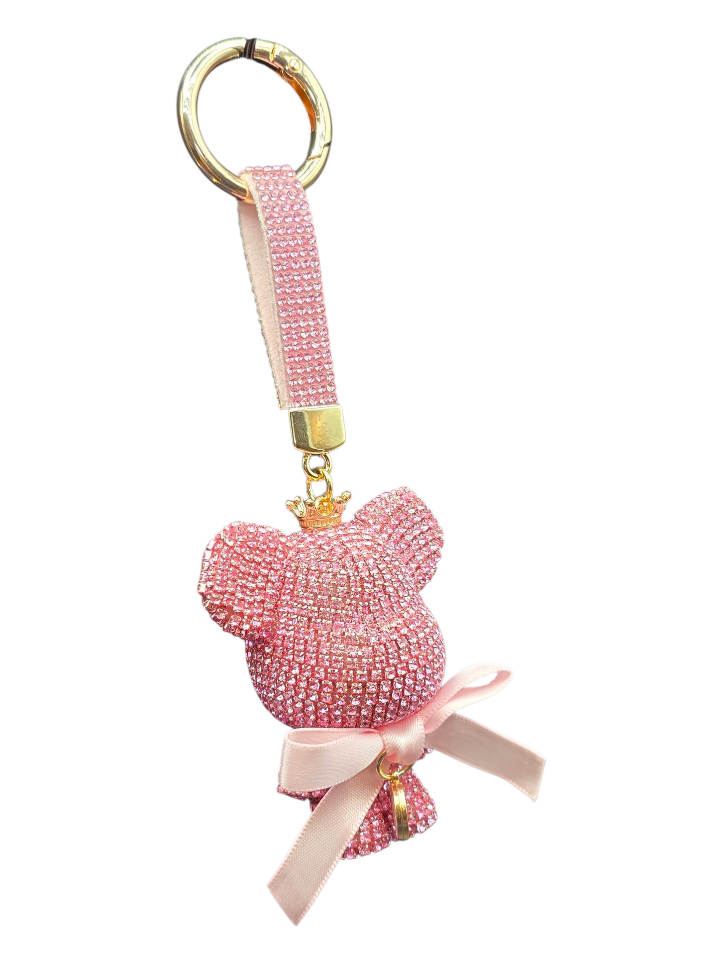 Luxury Rhinestone Bear Keychain, Big Button Pendant, Gift for Women