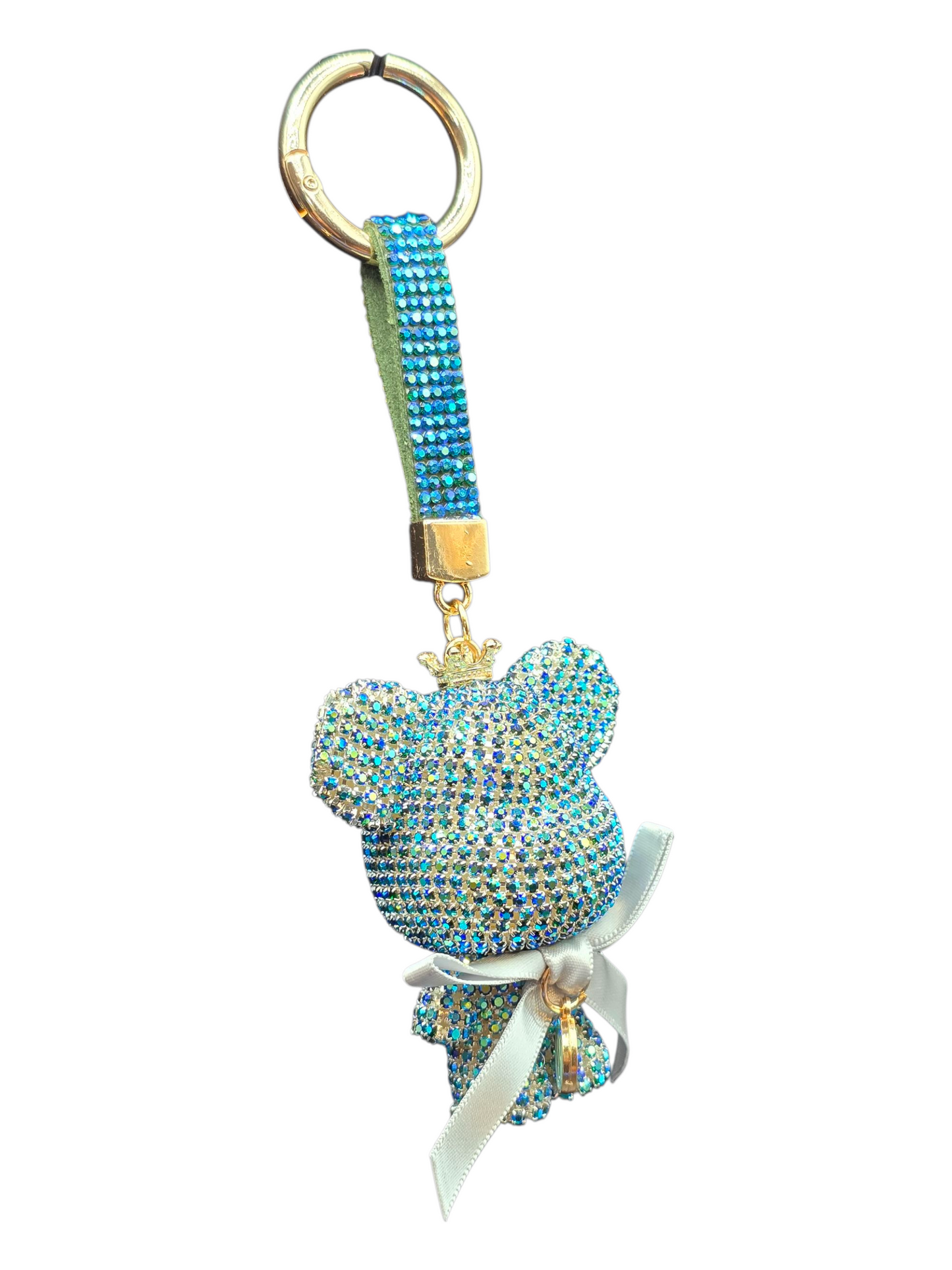 Luxury Rhinestone Bear Keychain, Big Button Pendant, Gift for Women