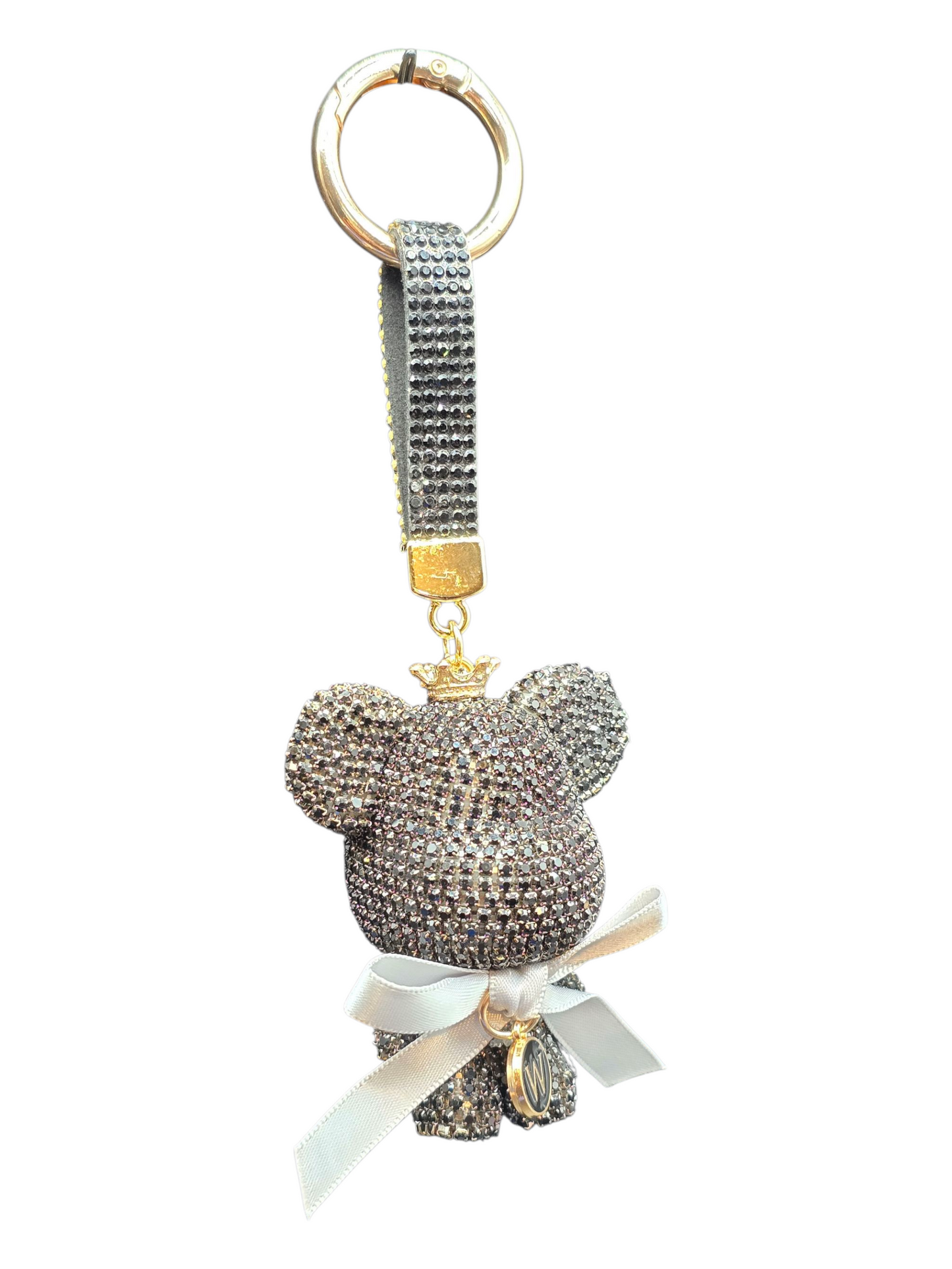 Luxury Rhinestone Bear Keychain, Big Button Pendant, Gift for Women