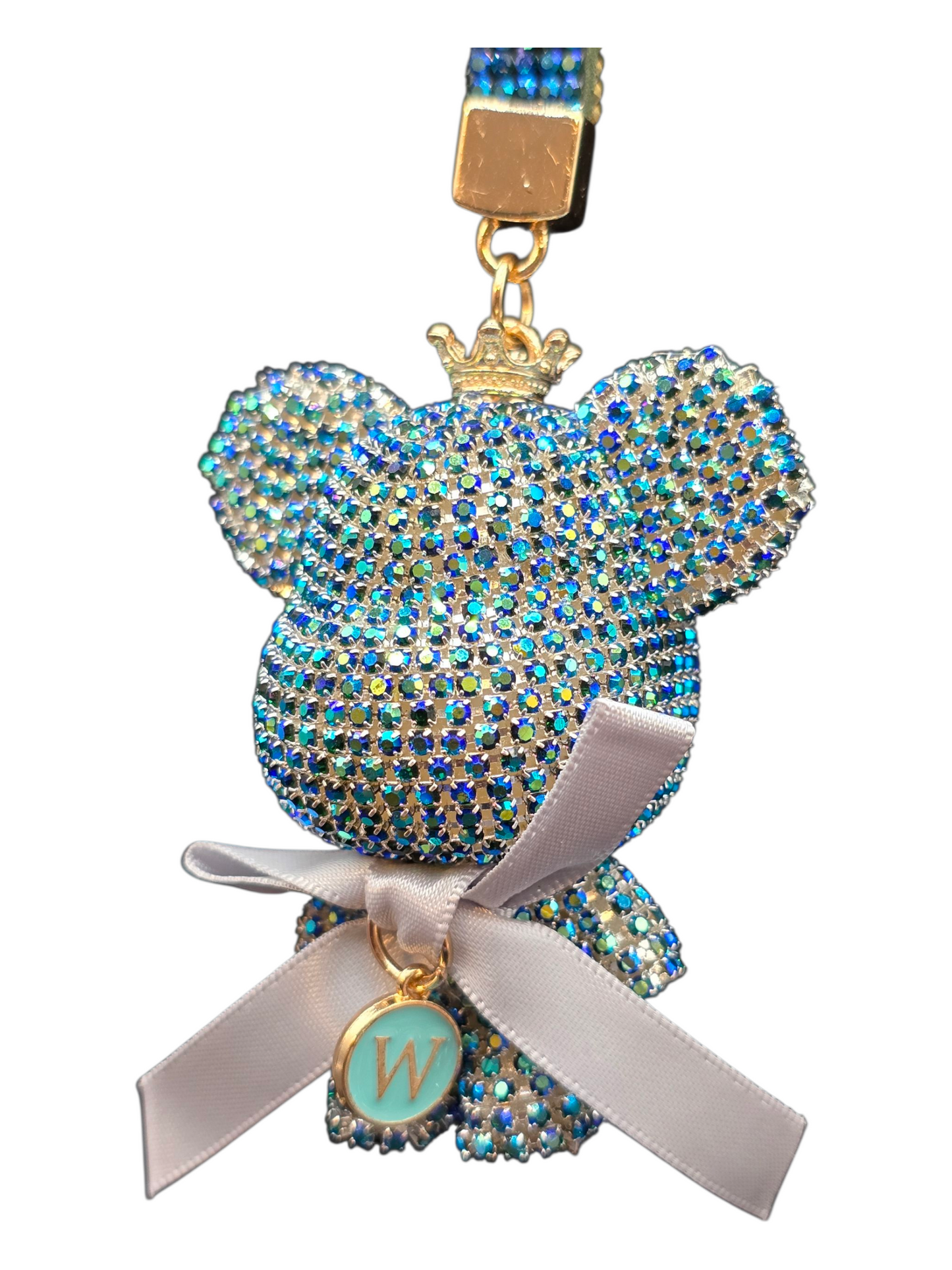 Luxury Rhinestone Bear Keychain, Big Button Pendant, Gift for Women