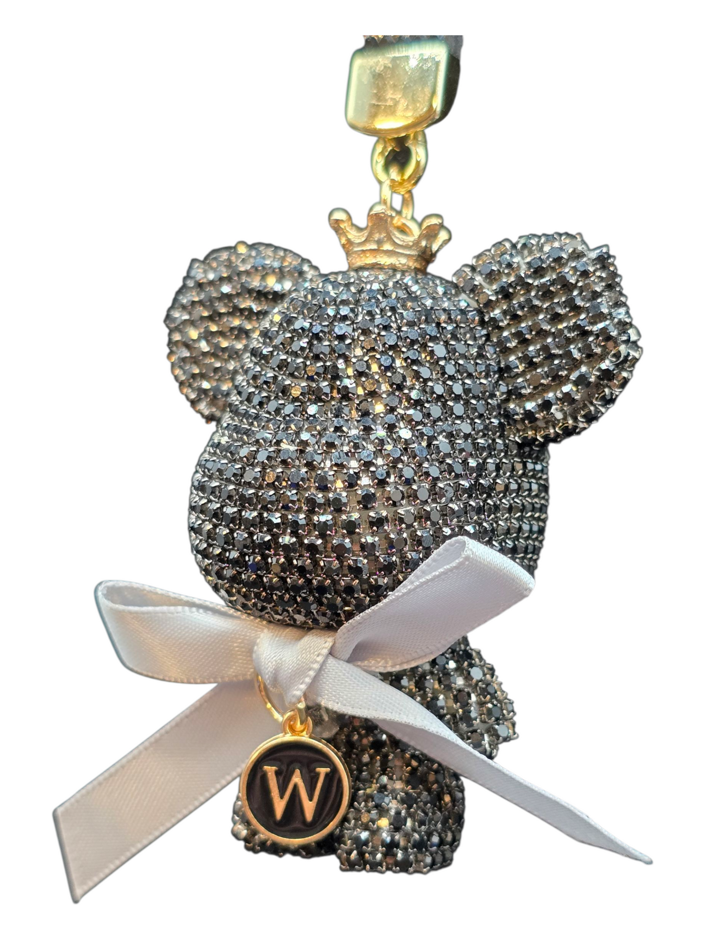 Luxury Rhinestone Bear Keychain, Big Button Pendant, Gift for Women
