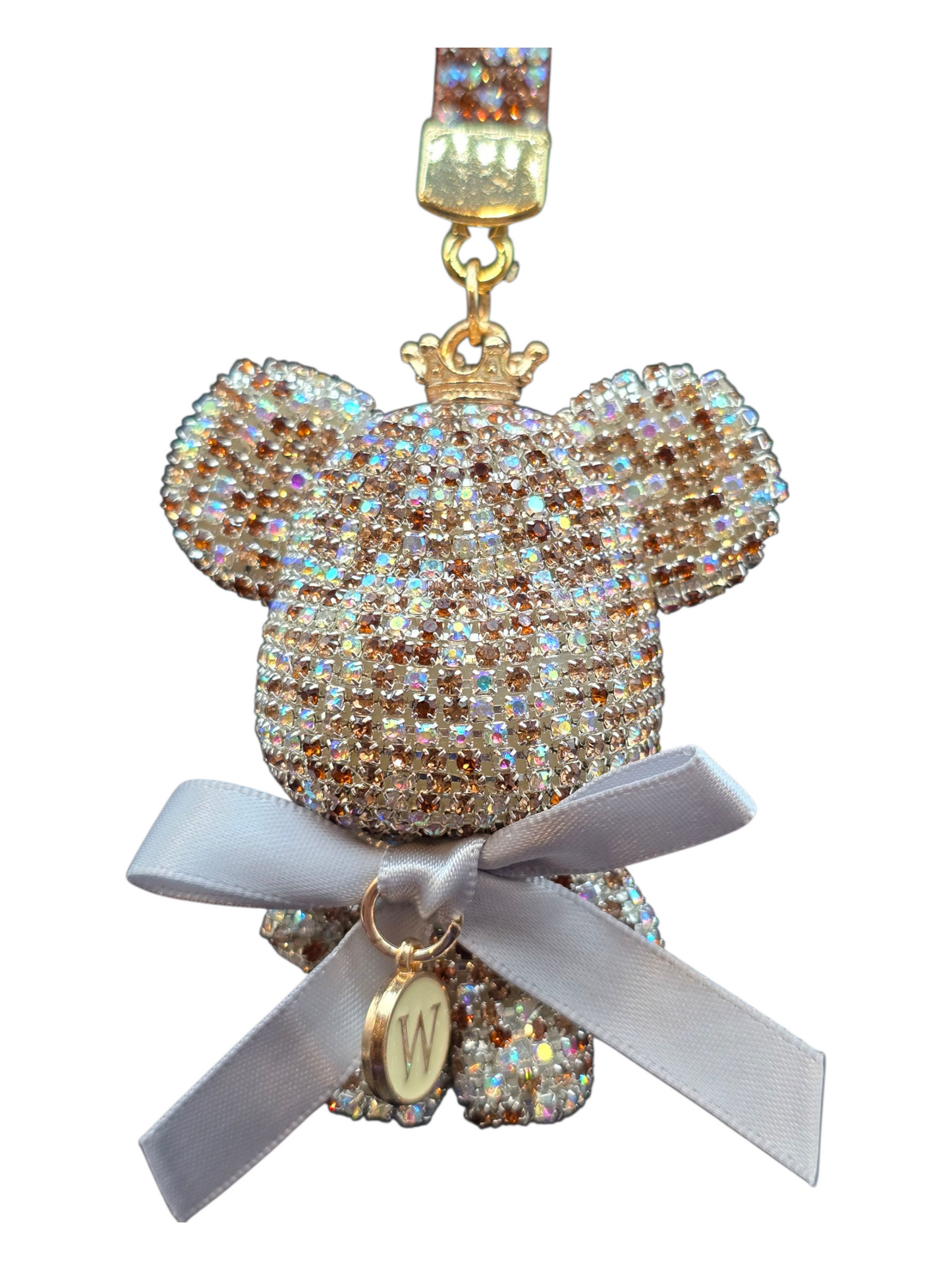 Luxury Rhinestone Bear Keychain, Big Button Pendant, Gift for Women