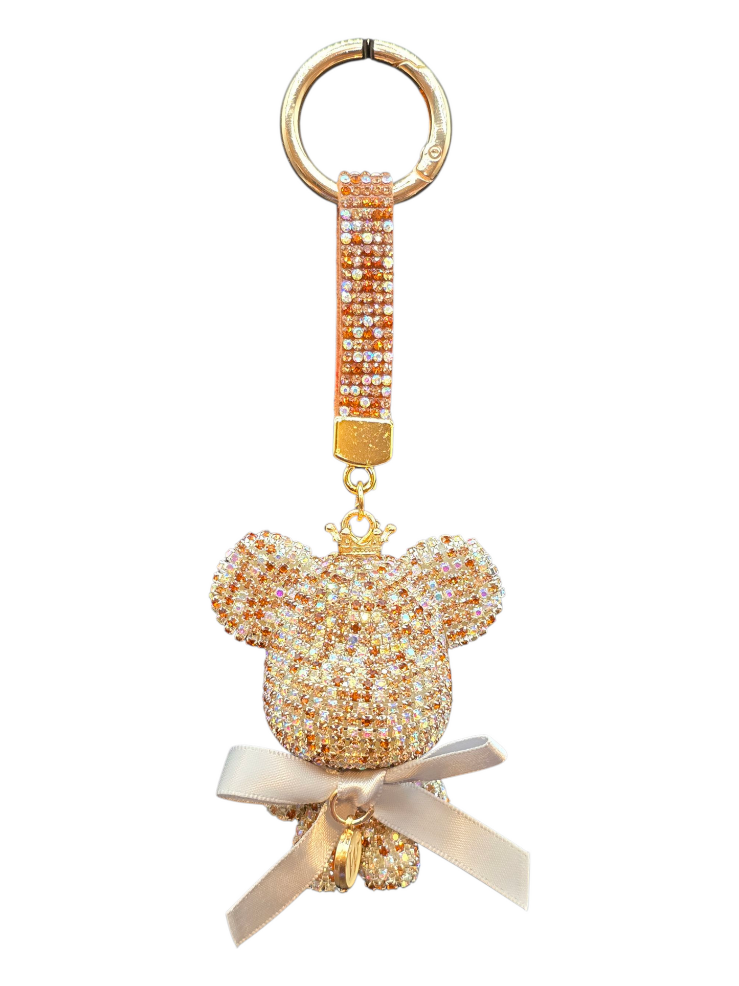 Luxury Rhinestone Bear Keychain, Big Button Pendant, Gift for Women