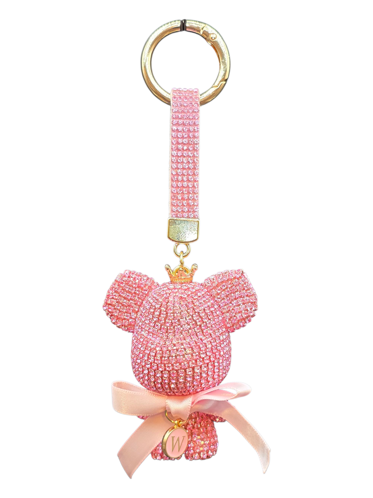 Luxury Rhinestone Bear Keychain, Big Button Pendant, Gift for Women
