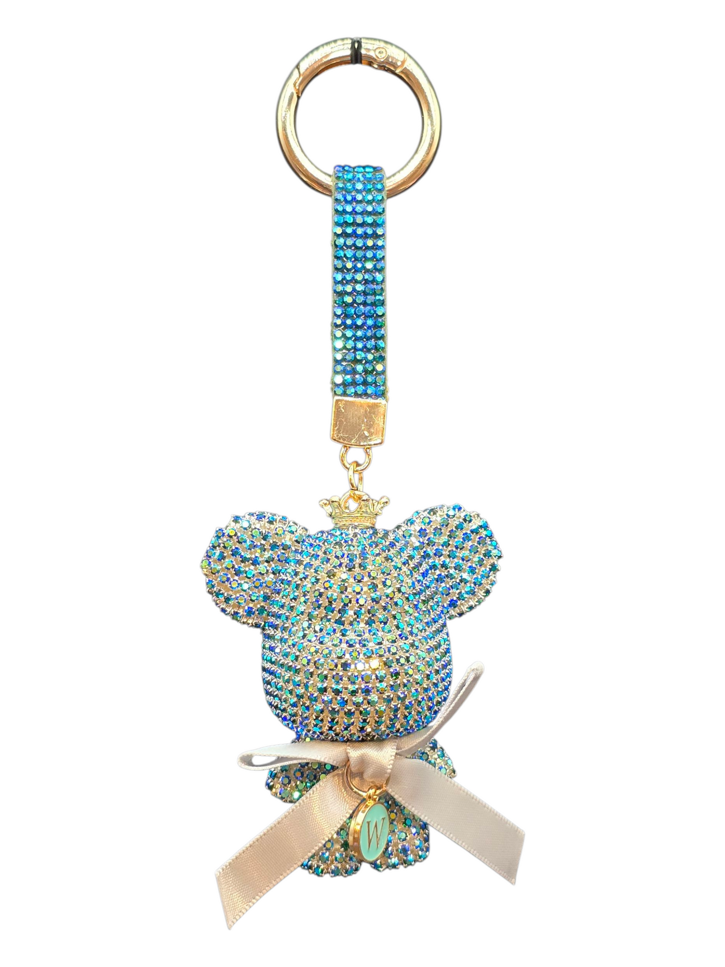 Luxury Rhinestone Bear Keychain, Big Button Pendant, Gift for Women