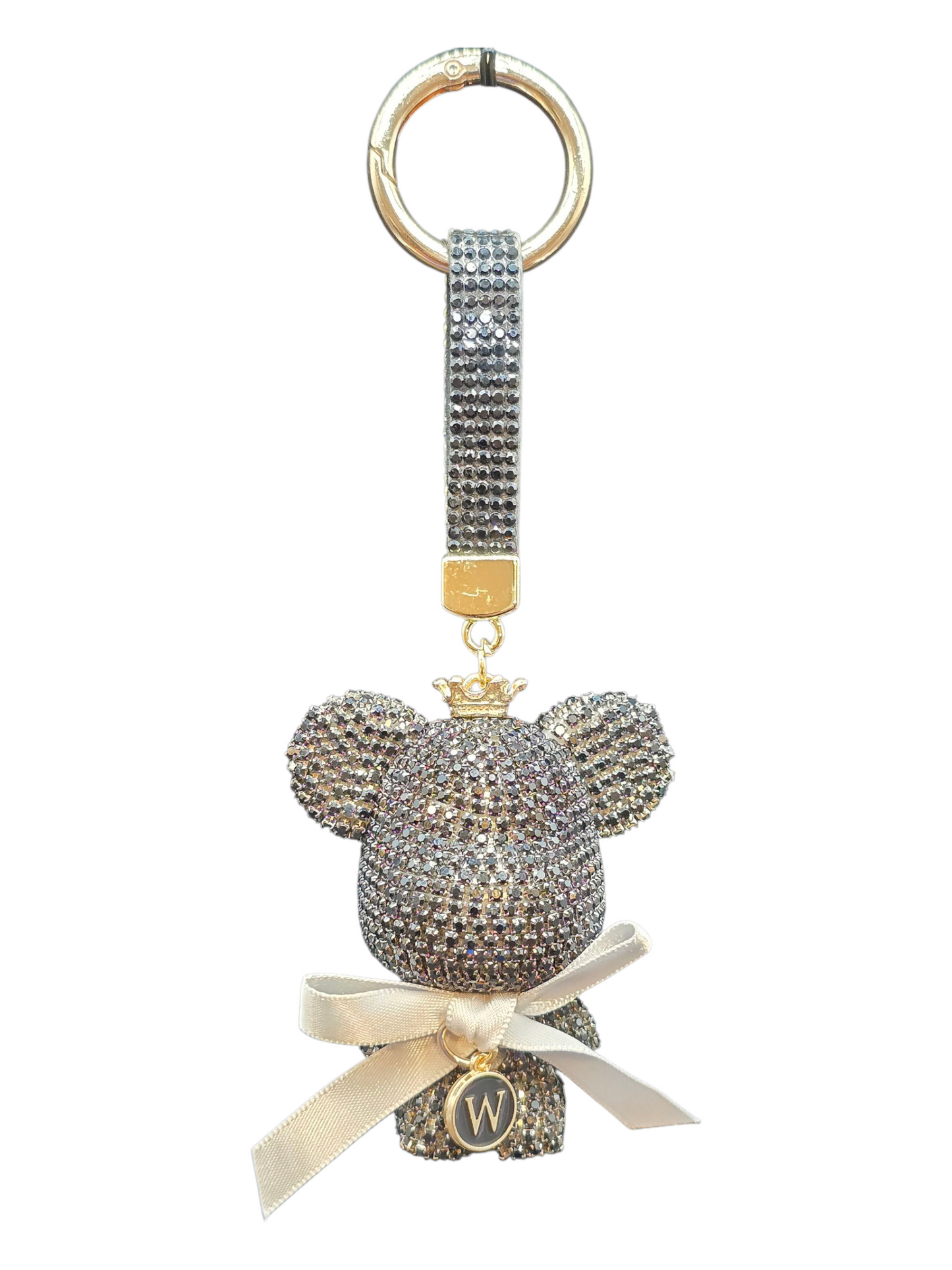 Luxury Rhinestone Bear Keychain, Big Button Pendant, Gift for Women
