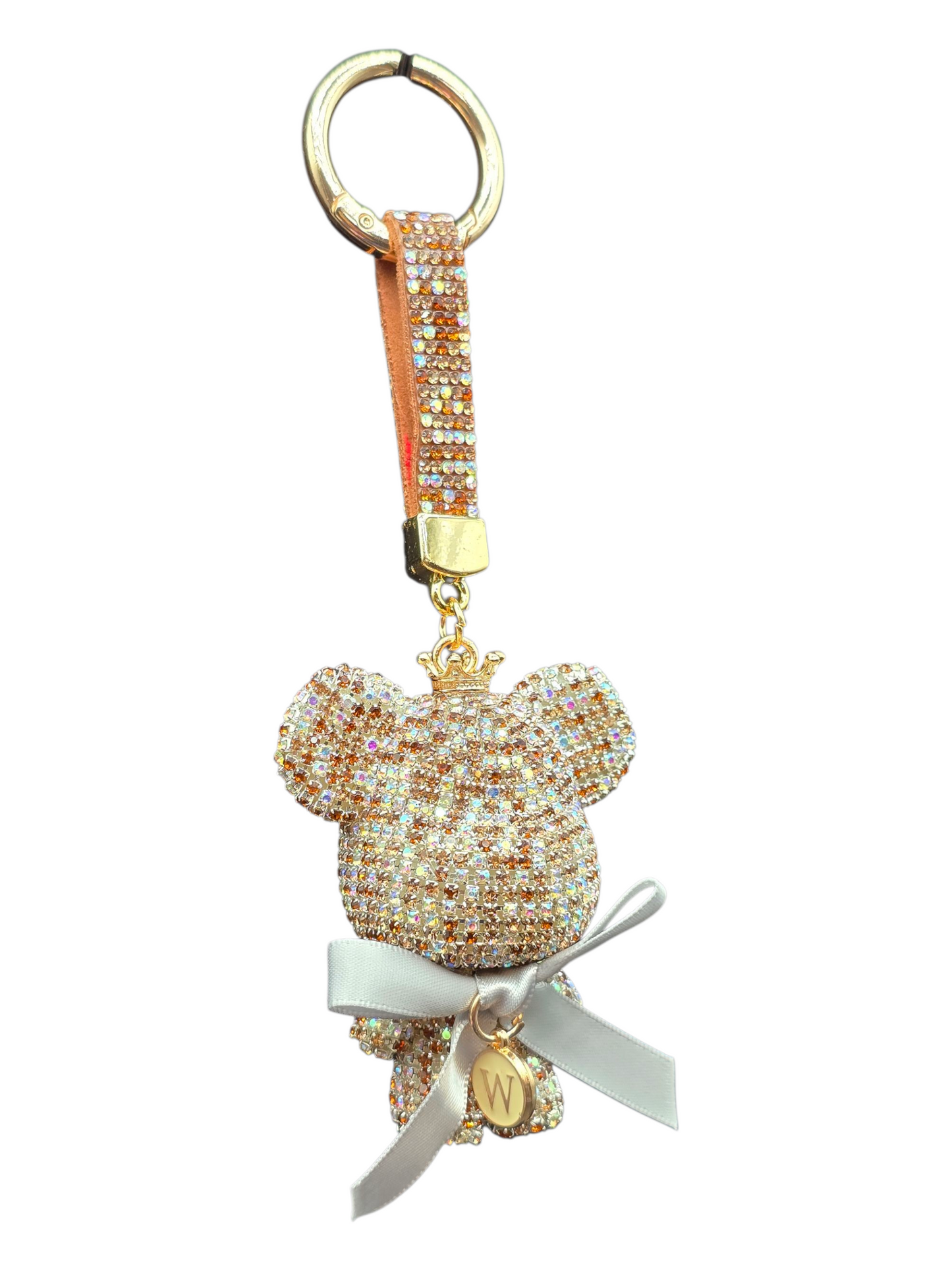Luxury Rhinestone Bear Keychain, Big Button Pendant, Gift for Women
