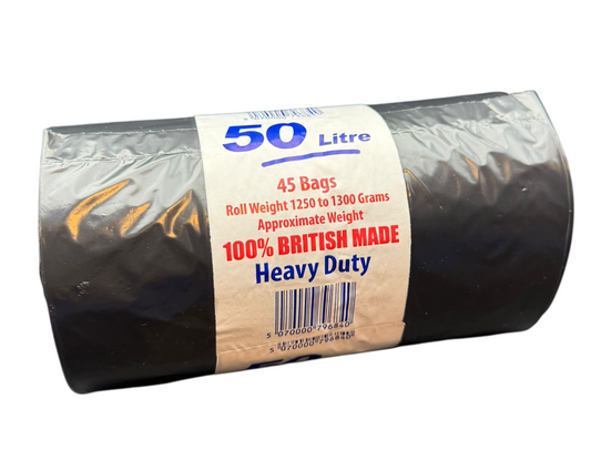 45 HEAVY DUTY BLACK BIN BAGS REFUSE SACKS THICK STRONG RUBBISH BAGS BIN LINERS
