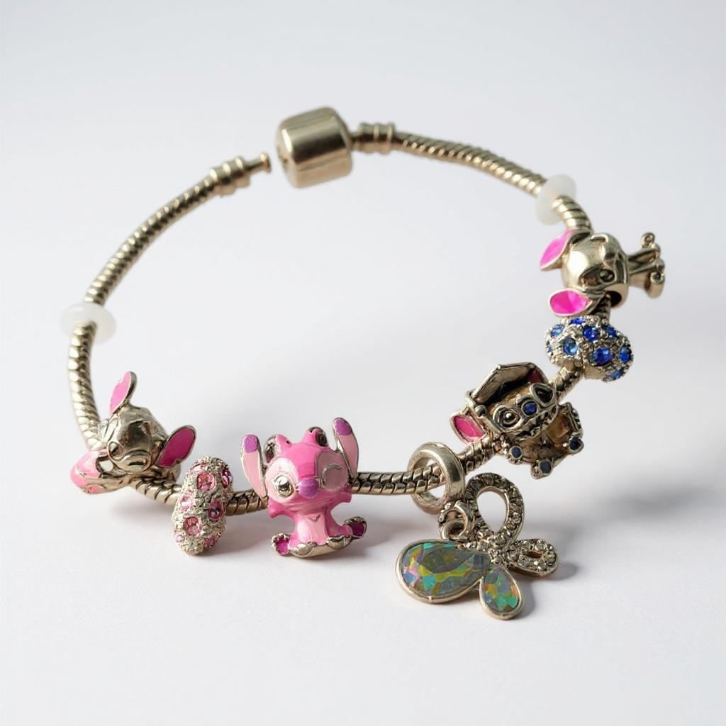 Disney Stitch Charm ANGEL Pink Charm