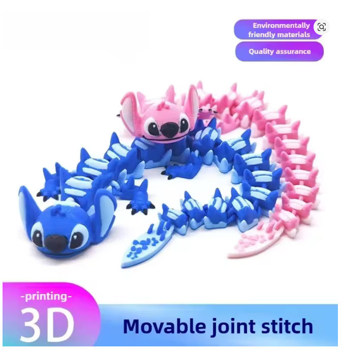 3d Printed Angel Dragon From Stitch Anime Kids Toys  Action Figure Toys Cartoon