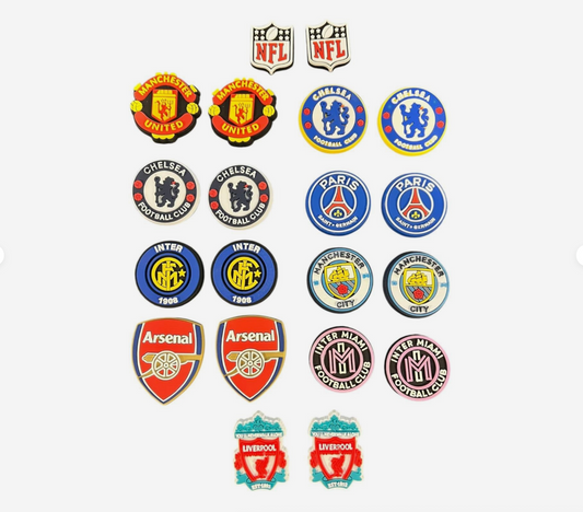 Top Football Teams Croc Charms Superb Quality Set of 2 Soccer Team Jibbitz