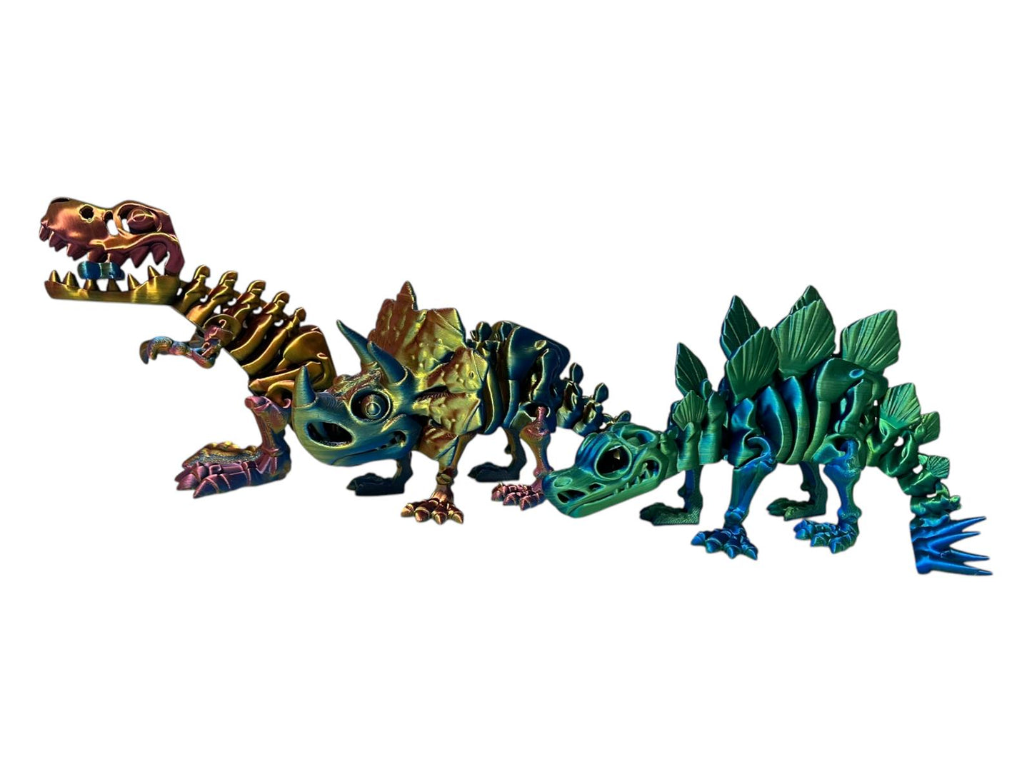 All 3 Printed 3D Dinosaur  T-Rex & Triceratops & Stegosaurus Large size Kids Toyeach toy size is L 21cm x H 10cm