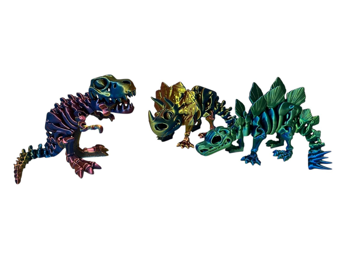 All 3 Printed 3D Dinosaur  T-Rex & Triceratops & Stegosaurus Large size Kids Toyeach toy size is L 21cm x H 10cm