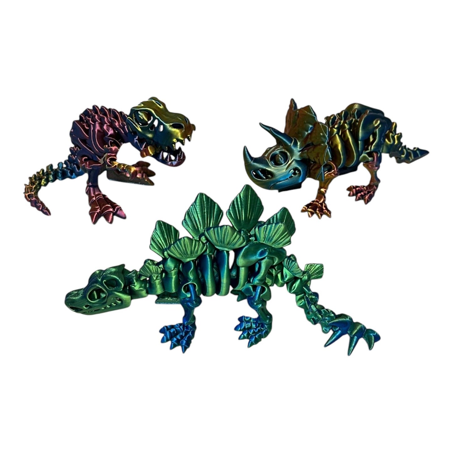 All 3 Printed 3D Dinosaur  T-Rex & Triceratops & Stegosaurus Large size Kids Toyeach toy size is L 21cm x H 10cm