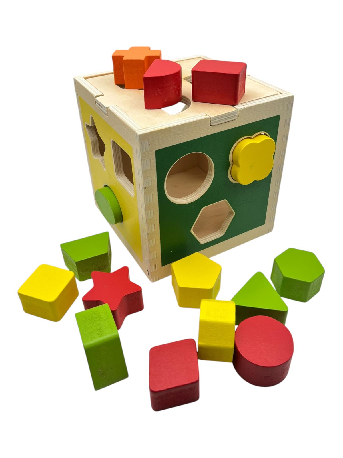 Kids Wooden Shape Block Box Toy For ages 12 Months +