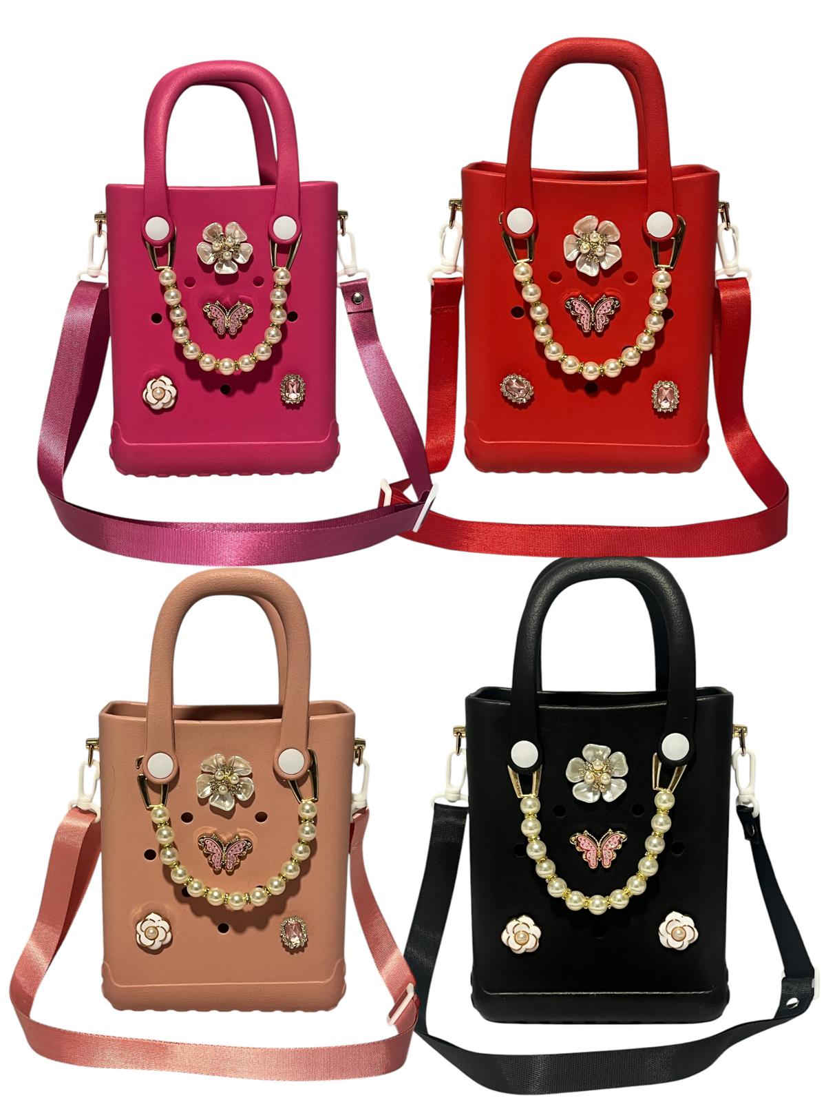 Small Tote Hand Bag/Girls Bag + 10 Free Croc Charms (4 Colours to choose from)