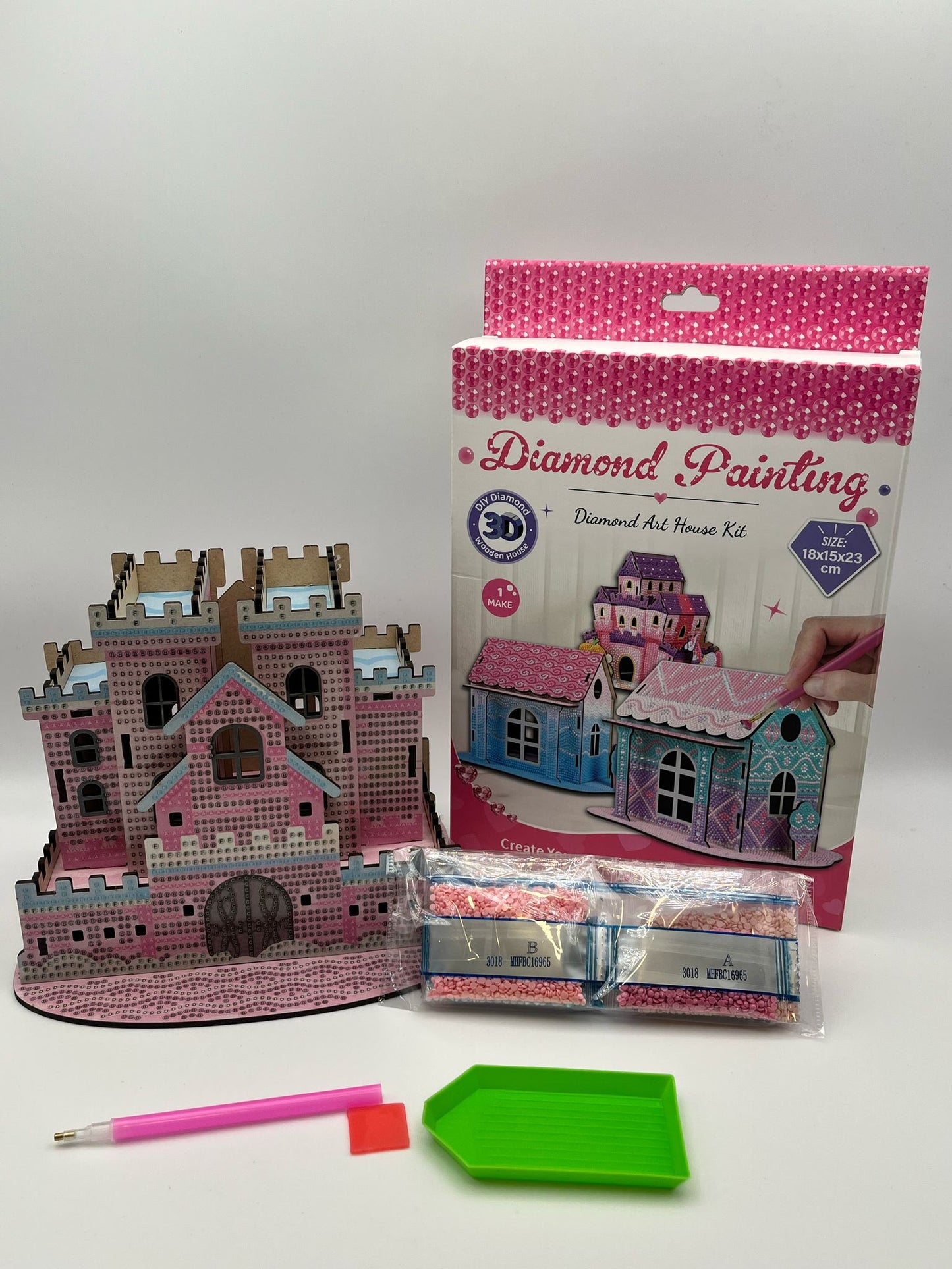 3D Diamond Art Wooden House Kit - 6 Designs To Choose From 18x15x23cm