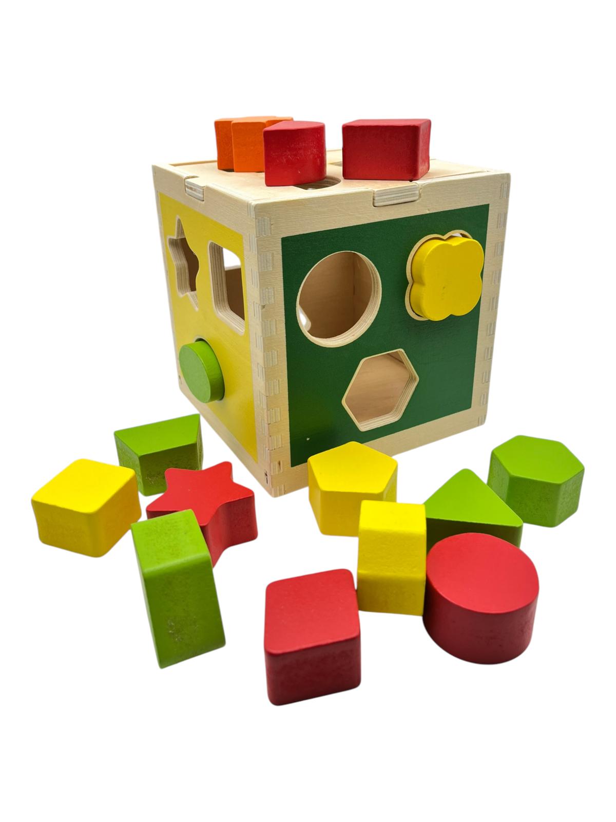 Kids Wooden Shape Block Box Toy For ages 12 Months +