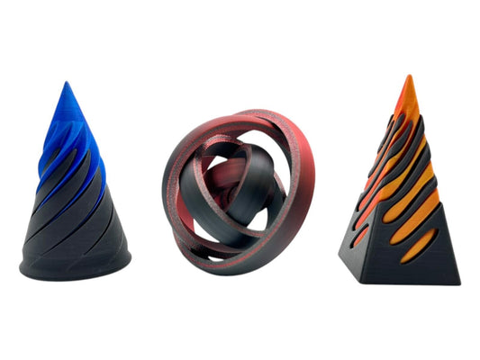 3x Fidget Toys 3D Spiral Cone Set of 3 Spiral Cone Fidget Toy Pyramid Passthrough Sculpture