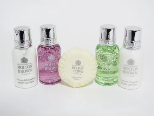 Molton Brown 5PCs Bath Travel Gift Set 4x30ml Body Lotion Bath & Shower Gel Soap