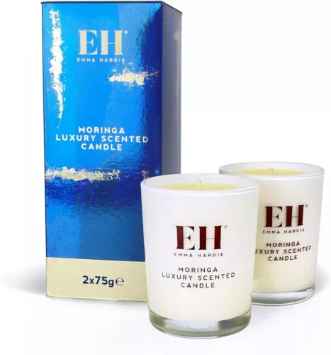 2 x Emma Hardie Moringa Scented Candles Luxury Wax Glass Candle Gift Duo 75g