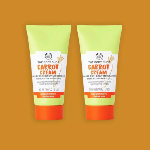 2 x THE BODY SHOP Carrot Cream 50ml Nature Rich Daily Body Moisturizer Skin Care